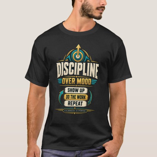 気分に勝る規律 モチベーション メンズTシャツ Tシャツ (正面)
