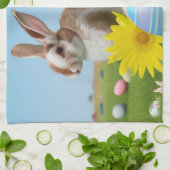 気分のためのイースターかわいい前向きバニー キッチンタオル (折り畳み)