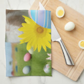 気分のためのイースターかわいい前向きバニー キッチンタオル (四つ折り)