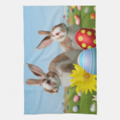 気分のためのイースターかわいい前向きバニー キッチンタオル (縦)