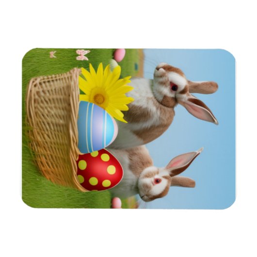 気分のためのイースターかわいい前向きバニー マグネット (横)