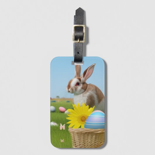 気分のためのイースターかわいい前向きバニー ラゲッジタグ (正面縦)