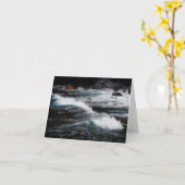 気分の落ちるような海の波、芸術写真 カード (黄色い花)