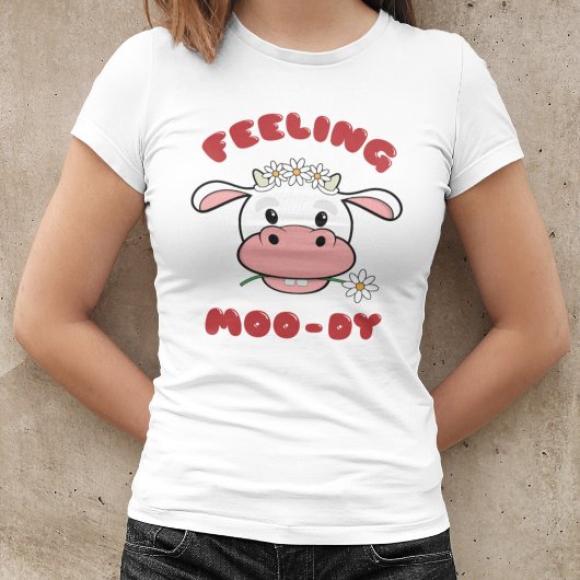 気分は牧場 | かわいいキャラクターの牛の名言Tシャツ Tシャツ
