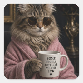 気分を害する人たち ウケる猫ステッカー スクエアシール