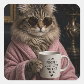気分を害する人たち ウケる猫ステッカー スクエアシール