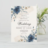気分屋なネイビー フラワー アーチ ウェディング 招待状 (スタンド正面)