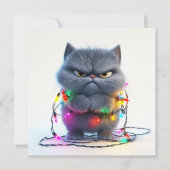 気分屋のクリスマス猫　カラフルなライトとともに シーズンカード (正面)