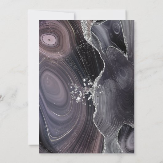 気分屋のダークアゲートシルバーグリッターウェディング 招待状 (裏面)