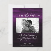 気分屋のプラムパープルモダン水彩 Save Date 招待状 (正面)