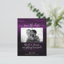 気分屋のプラムパープルモダン水彩 Save Date  