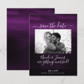 気分屋のプラムパープルモダン水彩 Save Date 招待状 (正面/裏面)