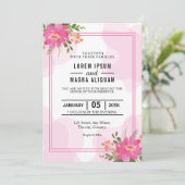 気分屋のボヘミアンチックな結婚式のベクター花束カード 招待状 (スタンド正面)