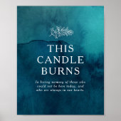 気分屋の海の水彩画 このキャンドルが燃える ウェディング ポスター (正面)