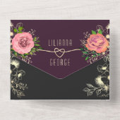 気分屋の花嫁 紫 黒 ウェディング オールインワン招待状 (裏面)