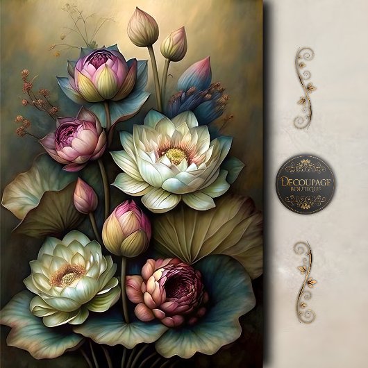 気分屋の蓮の花の植物学的な切り絵細工 薄葉紙