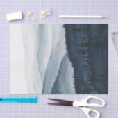 気分屋の青い水彩画の森の木々と丘陵の風景 薄葉紙 (クラフト)