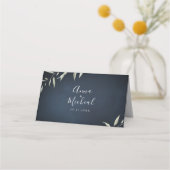 気分強いミニマル海軍の植物性結婚植物 プレイスカード (裏面)