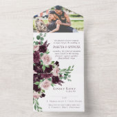 気分転換 |ドラマチックな紫のワインバラ写真 オールインワン招待状 (内側)