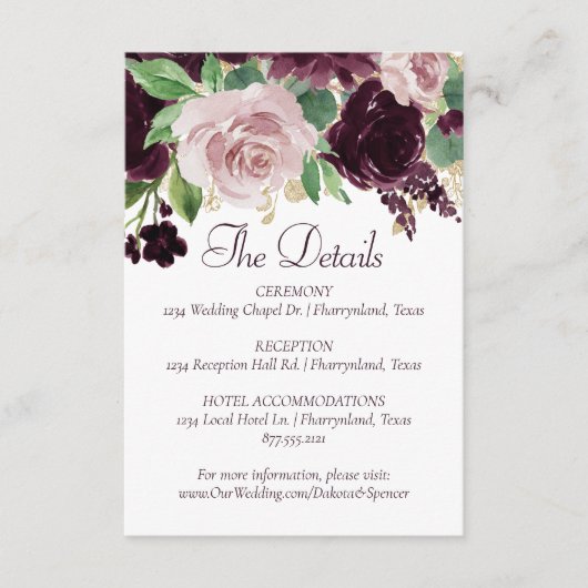 気分転換 |ドラマチックな紫のワインバラ詳細 エンクロージャーカード (正面)