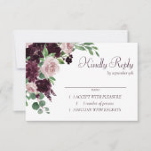 気分転換 |ドラマチックな紫のワインローズブーケ 出欠カード (正面)