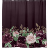気分転換 |ドラマティックパープルワインバラきらめく シャワーカーテン (正面)