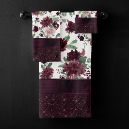 気分転換 |ドラマティックパープルワインバラきらめく バスタオルセット