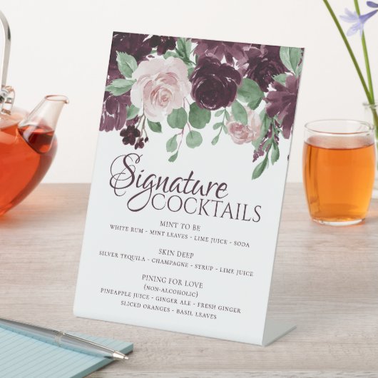 気分転換 |紫のドラマチックなシグネチャードリンク 台座サイン (インサイチュ)