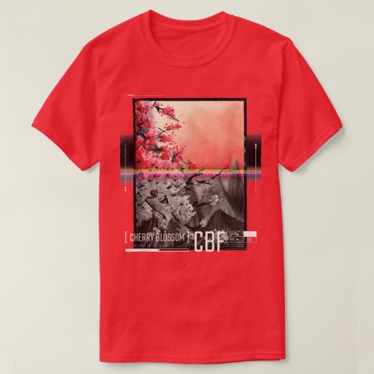 気化波さくらんぼブロッサムフェスティバル桜Sythwave Tシャツ (デザイン正面)