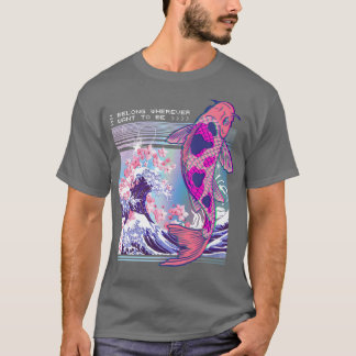 気化波日本のコイ桜さくらんぼブロッサム西 Tシャツ