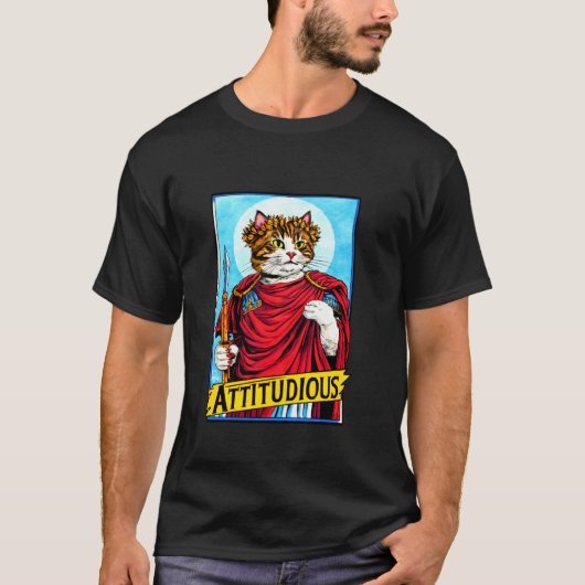 気取り屋の猫 ギリシャ ローマの神 格闘士 態度 Tシャツ (正面)