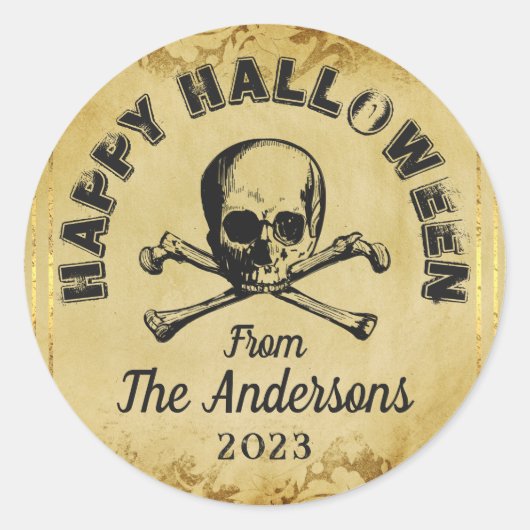 気味の悪いスカルクモ類ゴシックハローウィンパーティ ラウンドシール (正面)