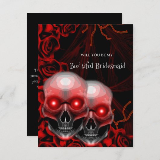気味の悪いスカルハロウィーンのブライドメイド提案カード 招待状 (正面/裏面)