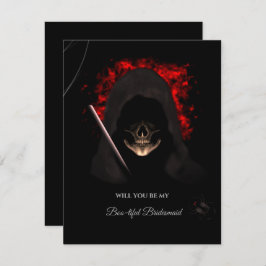 気味の悪いスカルハロウィーンのブライドメイド提案カード 招待状