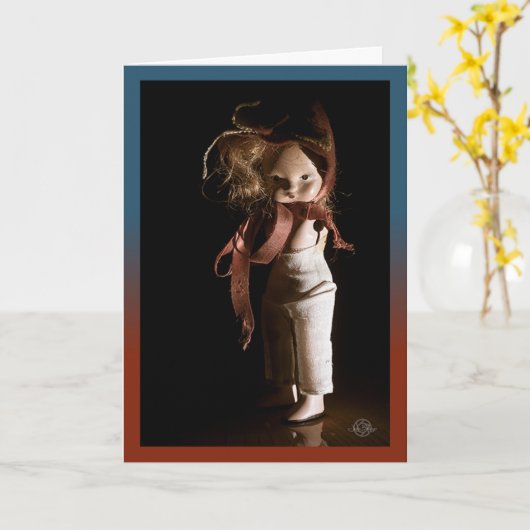 気味の悪いハロウィーン人形と皆の挨拶。 カード (黄色い花)