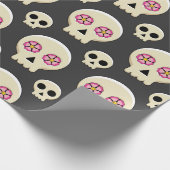 気味の悪い可愛いかわいいゴシックスカル花柄 ラッピングペーパー (角)