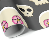 気味の悪い可愛いかわいいゴシックスカル花柄 ラッピングペーパー (ロールコーナー)