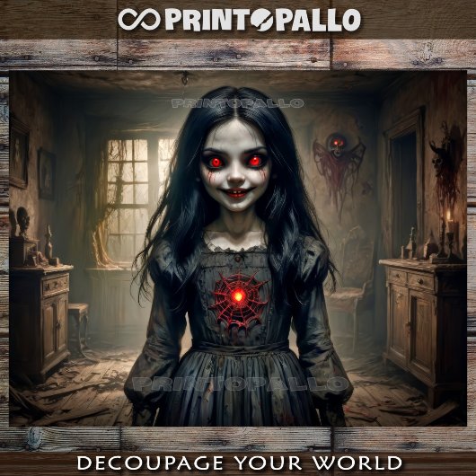 気味の悪い家の赤いタリスマンの呪われた子供 薄葉紙