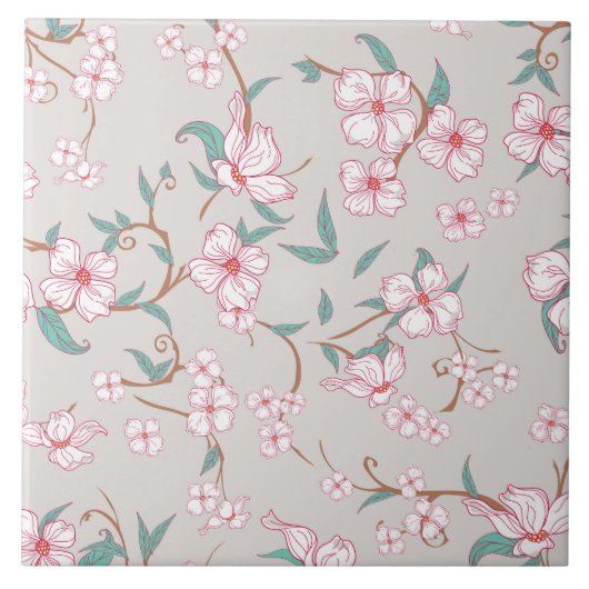 気味の悪い花模様 タイル (正面)