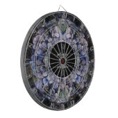 気品あるブラックフラワーのクラシックなカップル名 ウェディング ダーツボード (正面左)