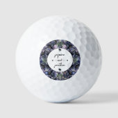 気品あるブラック フラワー クラシック カップル ネーム ウェディング ゴルフボール (正面)