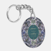 気品あるブラック フローラル クラシック カップル ネーム ウェディング キーホルダー (正面左)