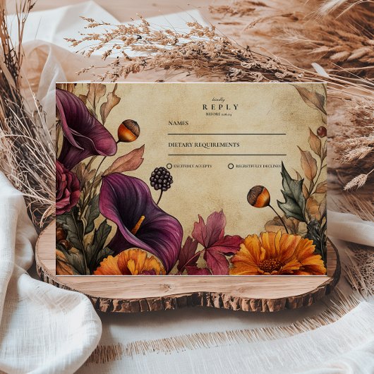 気品ある秋の花嫁衣裳 出欠カード