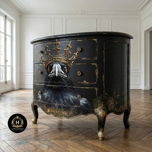 気品ある黒烏の王族 ゴシッククラウン デコパージュ 薄葉紙