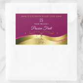 気品のあるウェーブ模様のゴールド装飾 ワインレッドのモノグラムラベル 長方形シール (バッグ)