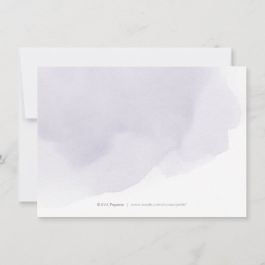 気品のあるパープルゴールドのカリグラフィー結婚式の披露宴 招待状 (裏面)