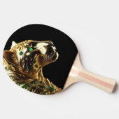 気品の煌き: エメラルドを飾った金のジャガー 卓球ラケット (横)