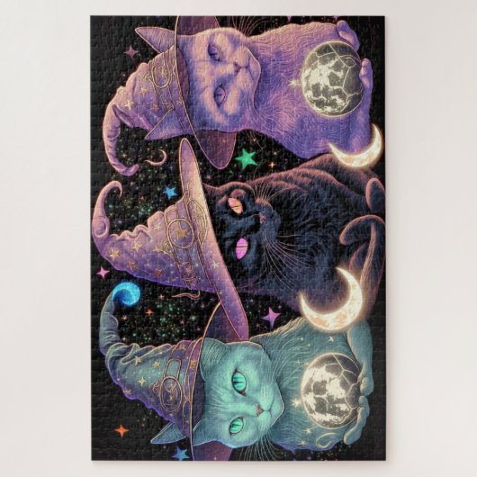 気威厳のあるの利いた猫イラストレーション ジグソーパズル (縦)