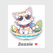 気持おもしろいち良いサングラスをかわいい猫 シール (シート)