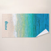 気持が良いビーチ(名前入りな名前と) バスタオル (バスタオル)